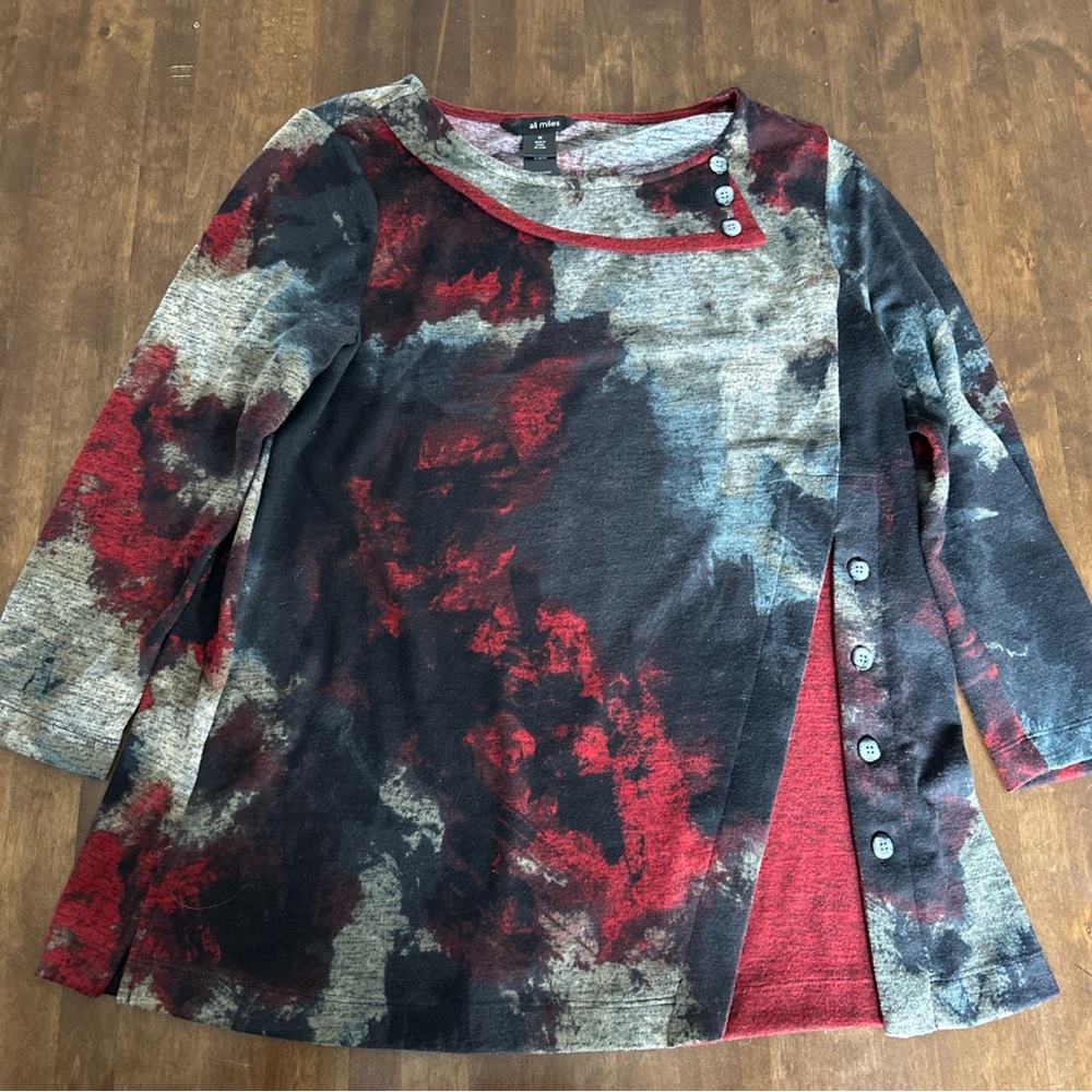 Ali Miles Medium Top Tunic Artsy Art Office Work Travel Lagenlook Maxamalism